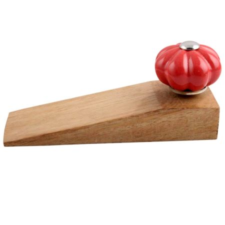 Red Big Melon Ceramic Wooden Door Stopper